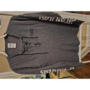 Victoria’s Secret Pink Logo Campus Lace up XS Long Sleeve T-shirt -Dark Gray-EUC